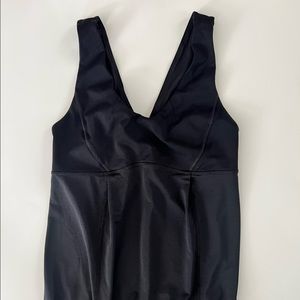 Lululemon black drawstring waist tank size s sheer bottom yoga